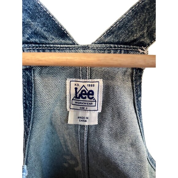 Lee Denim Overalls Crop Top Blue Jean Tank Top Women's Size S Shirt - Picture 2 of 4